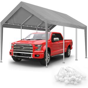 10x20FT Carport Canopy Replacement Cover Heavy Duty Waterproof & UV Protected, All Weather Car Shade Canopy with Ball Bungees (Grey, 10'x20', Frame is not Included)