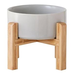Petygooing 28 OZ Grey Elevated/Raised Ceramic Dog Bowl for Small and Medium Breeds, Dog Food Water Dish with Stand,Pet Feeding Bowl with Anti Slip Rubber for Cats Small and Medium Dogs (3.6 Cups)
