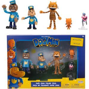 Dog Man Movie Action Figures Multipack Set, Includes 2.5 Inch Scale Figures - Inspired by The Dog Man Movie Toys, Lil Petey, Petey, Chief, and Flippy!