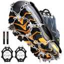Crampons Ice Cleats Traction Snow Grips for Boots Shoes Women Men Anti Slip 19 Stainless Steel Spikes Safe Protect for Hiking Fishing Walking Climbing Mountaineering XL