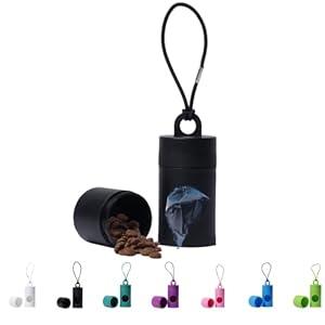 Dog poop bag holder-2 in 1 Dog Waste Bag holder Comes with pet snack box for Leash Lightweight Pet Waste Bag Dispenser，Equipped with nylon rope and buckle (Excluding dog waste bag)(Black) ﻿