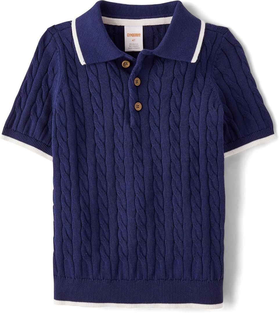  Gymboree Boys' and Toddler Short Sleeve Sweater Polo Shirt (Blue), Size 8