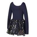 Phineein Girls Ballet Leotard with Skirt - Shiny Sparkle Tutu Dress, Long Sleeve Dancewear for Kids/Toddler, Cerulean, 8-10Y