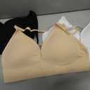 Zorwea 3/6 Pack V Neck Bralette for Women, Lightweight Wireless Comfort Padded Lounge Bra Set for Everyday Wear Sleep, Medium, Black-white-lightnude