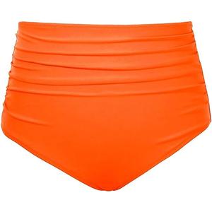 Tempt Me Women High Waisted Bikini Bottom Retro Ruched Swim Bottom Shirred Tankinis Brief (Large, Orange)