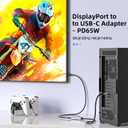 8K@30Hz / 4K@144Hz Displayport to USB-C Adapter with PD 65W Charging, Graphene Cable Display Port Male to Type-C Female for USBC Monitor, Compatible for MacBook Pro/Air, iMac
