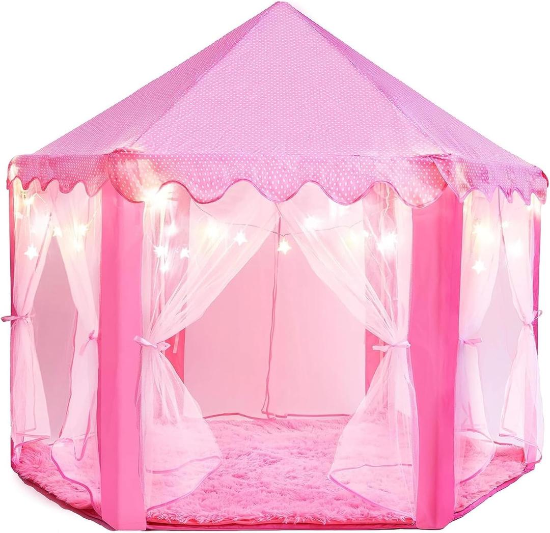 Princess Tent for Kids - 55" X 53" with Led Star Lights | Princess Toys | Toddler Play Tent | Playhouse, Castle