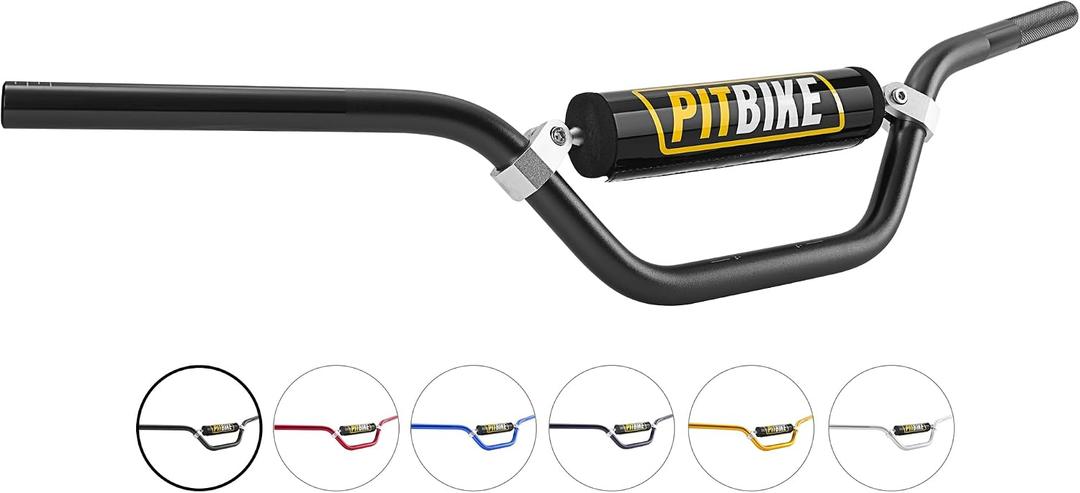 Handlebars 7/8 Inch for Motorcycle,RUTU Upgraded Universal Dirt Bike Handle Bar with Crossbar Pad Mid-Rise Mini Bike Pit Bike Handlebar for Motocross ATV Quad - Black