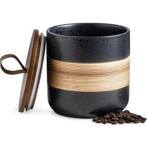 Spice Jars with Lid, Coffee Container Kitchen Food Storage Jars for Spice Sugar Tea Bag, Stackable Decorative Jars for Countertop, Black & 37 fl.oz