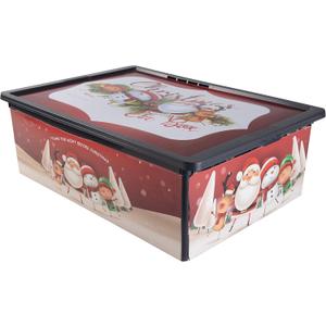 Simplify Christmas Shallow Storage Bin with Locking Lid | Dimensions: 20.47"x 14.57"x 6.89" | Stackable | Holiday Storage | Heavy Duty | Great for Storing Holiday Items | Red