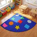 Drydiet Classroom Rug Elementary Educational Daycare Rug 6.6X 6.6 ft Large Preschool Carpet for Classroom Grouptime Shapes Playmat for Nursery School Early Learning
