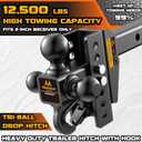 Mmtowus Adjustable Trailer Hitch - Drop Hitch Fit 2" Receiver -6" Drop/Rise