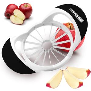 SCHVUBENR 16-Blade Apple Slicer and Corer - 4.72 Inch Sharp Stainless Steel Apple Cutter - Professional Apple Divider Tool for Quick Slices - Easy to Use & Clean - Slice Fruits with Ease - Black