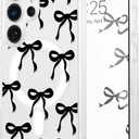 UEEBAI Magnetic for Samsung Galaxy S25 Ultra Case, Bow Case Compatible with MagSafe, Wireless Slim Clear Ribbon Aesthetic Phone Cover Anti-Yellowing Shockproof Protective Cover for Women Girl - Black