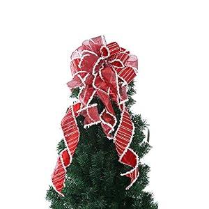 Valentine's Day Christmas Wreath Large Red Bow Tree Topper, Burlap With White Polyester Edge Gift for Christmas Wedding Party Holiday Home Indoor Outdoor Decoration