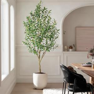 Big Artificial Olive Tree Large Faux Trees Indoor Outdoor Realistic Floor Plant Tall Fake Plants for House Modern Home Living Room Bedroom Office Front Porch Decor Outside Patio para decoracion (6ft)