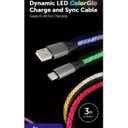 CELL CANDY Dynamic LED Color Glo Charger and Sync Cable 3 ft