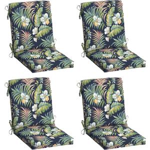 Arden 4-Pack Outdoor Patio Dining Chair Cushion, 20x44, Rain-Proof Seat Pad, Fade-Resistant Outdoor Cushion Simone Blue Tropical
