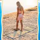 Qunclay 2 Packs Straw Beach Mat Waterproof Non Slip Straw Mat Foldable Lightweight Picnic Mat with Trim for Camping Sunbathing Picnic Floor Yoga (70 x 24 Inch, Blue)