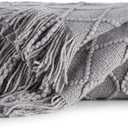 BOURINA Light Grey Throw Blanket 60x80 Inches Throw Textured Solid Soft Sofa Throw Couch Knitted Decorative Blanket