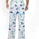 Mens Pajama Pants Soft Lightweight Lounge Sleep Pants, PJ Bottoms with Two Pockets (White)