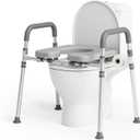 Toilet Seat Riser with Handles,Raised Toilet Seat for Seniors with Adjustable Height & Width, 400 lb Capacity Handicap Elevated Toilet Seat for Elderly, Pregnant, Fit Any Toilet (Gray)