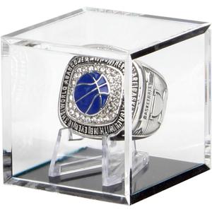 Clear Championship Ring Holder Box, Acrylic Championship Ring Holder Box, Clear Acrylic Display Easel Display Case and Holder for Baseball Softball Football Tournament Cheer Leading Rings (Small-2x2x2in, 1Pcs)
