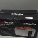 Mueller UltraToast Full Stainless Steel Toaster 4 Slice, Long Extra-Wide Slots for Bagels and Waffles, 6 Browning Levels, LED Display, Cancel/Defrost/Reheat Functions & Removable Tray, Kitchen Gadgets