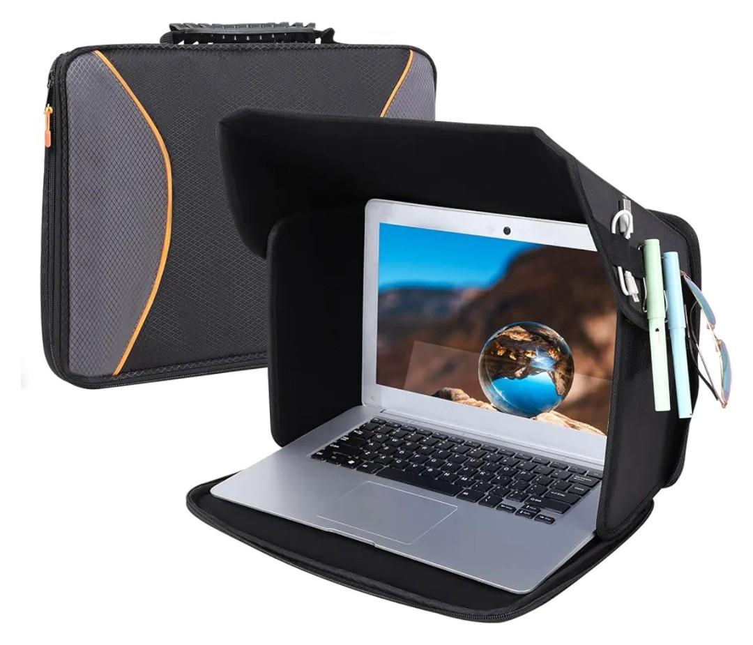 Laptop Sun Shade Laptops Sun Glare Shield Laptop Sunshade Bag for Working Outside Privacy Screen Hood Foldable Shield Cover 12-14'' (Patent Pending)