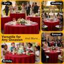 6-Pack Red Round Tablecloths, 132 Inches, Stain-Resistant Polyester for 6-8 Ft Round Tables - Washable Table Covers for Weddings, Banquets, Birthday Parties, Events