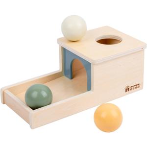 Adena Montessori Wooden Toy for 6-12 Month Baby 3 Balls, Object Permanence Box with Tray Colorful Learning Education Toy for Toddler Kid 1-2 Year Old, Preschool Developmental Girl and Boy Gift