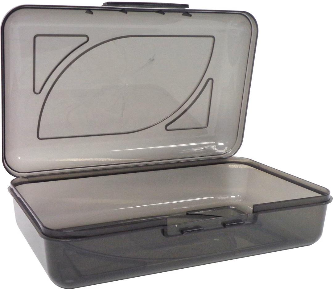 Cra-Z-Art Stackable Pencil Box Organizer, Durable Plastic with Snap-Tight Lid - Black