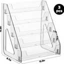 YEXEXINM 3 Pack 5 Tier Brochure Holder 12x13 Inch Acrylic Literature Display Stand Holds 3 Brochures in One Row Clear Pamphlet Holder Display Stand for Flyers Booklets Table Signs Office Home Store
