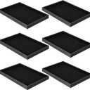 Quelay 6 Pcs Velvet Stackable Jewelry Tray Showcase Display, Jewelry Organizer Tray Bracelet Ring Earring Necklace Organizer Empty Plate for Drawers Countertop (Black)