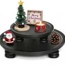 2 Pcs Wooden Risers for Display, Round Wood Tray Decor, Farmhouse Pedestal Stand Decor for Indoor, Rustic Decorative Display Stand for Kitchen Counter Decor, Decorative Cake Holder Plate