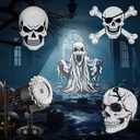 Tuanse Halloween Outdoor Projector Lights Halloween Laser Projector LED Flood Rotating Skull Light Holiday with Stars for Party Garden Landscape Decoration