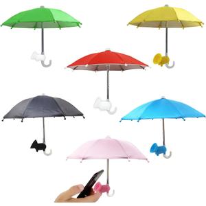 6Pcs Phone Umbrella, Sun Shade with Suction Cup Stand, Outdoor Mobile Holder with Adjustable Piggy Suction Cup