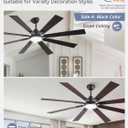ZMISHIBO 65 Inch Ceiling Fans with Lights and Remote, Black Large Ceiling Fan with 3000-6000K Dimmable, Quiet Reversible DC Motor, 6 Speeds, 8 Blades Indoor/Outdoor Ceiling Fan for Patios Living Room
