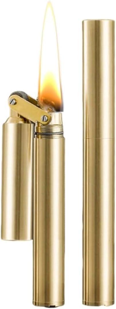 Vintage Trench Lighter, Cool Copper Lighter, Windproof Brass Lighters for Men Dad Husband (Fuel Not Included), Glod