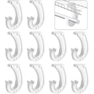 moonoom 10Pcs Hanging Closet Rod Support,3/4 Closet Shelf Rod Holder,Sturdy J-Shaped Closet Brackets for Hanging Clothes,Cabinets Storage and Curtain