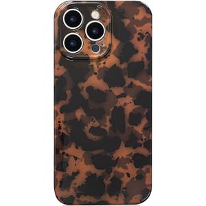 Abbery for iPhone 16 Pro Max Case Tortoise Shell Cheetah Leopard Print Cute Trendy Animal Pattern Design Flexible Soft TPU Protective Women Girls Grily Brown Shockproof Phone Cover