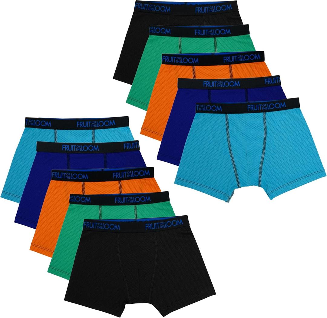 Fruit of the Loom boys And Toddler Boxer Briefs, Tag Free & Breathable Underwear, Assorted Color Multipacks (Medium, 10 Pack - Breathable Micro Mesh)