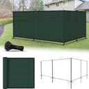 5'x24' Privacy Fence Kit Freestanding Mesh Screen with Iron Poles Temporary Fencing Outdoor Patio Backyard Divider Dog Air Conditioner Trash Fence Green Custom