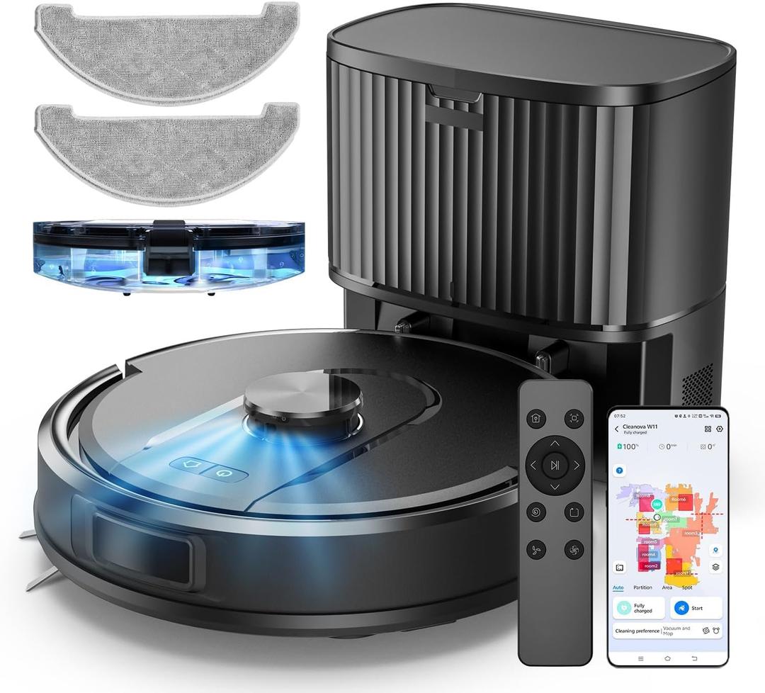 W11 Robot Vacuum and Mop with Self-Emptying, 60-Day CapacityLiDAR Navigation, Home Mapping, 3000Pa SuctionNo-Go Zones, Robotic Vacuum Cleaner for Pet Hair Hard Floors, Carpets (Large)