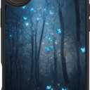 FUNMIKO for iPhone 17 Case Wireless Charging & Military-Grade Protection - Trendy Floral Design for Women Girls, Matte Non-Slip Phone Cover with Shockproof Corners - Glowing Butterflies