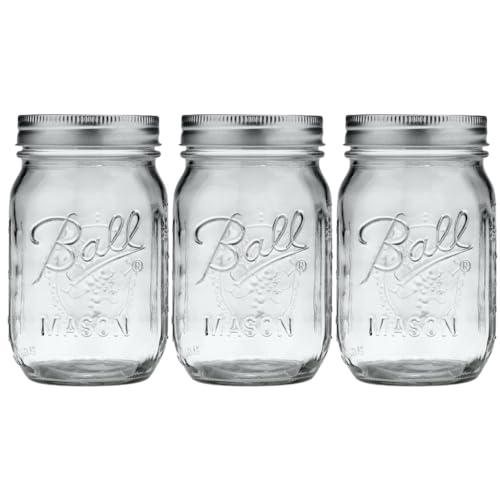 Ball Pint Mason Jar, Regular Mouth, 12 oz (3 Count)