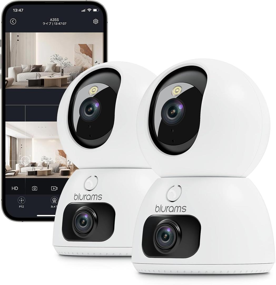 blurams 2K DualLens Indoor Camera, 5G Pet Camera with Phone App, SplitScreen View, Free Human/Sound Detection, Motion Tracking, OneTouch Call, Night Vision, DualBand WiFi 6, Work with Alexa. 2Pack