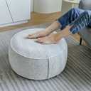 Inflatable Pouf Ottoman, 21x10 Inches Stuffed Chenille Ottoman with Inflatable PVC Liner, Foot Rest with Portable Handle, Round Floor Pillow for Living Room, Bedroom, Kids Room (Grey)