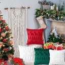 Christmas Trees Pillow Covers 18x 18 Inch Set of 2 Christmas Reindeer Shaped White Soft Faux Fur Throw Pillow Covers Xmas Winter Holiday Pillows Decorative Pillow Covers Cushion Cases for Sofa Couch