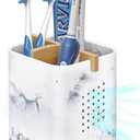 Boperzi Toothbrush Holders, Kids Toothbrush Holder with Drainage, Detachable Anti-Slip Electric Toothbrush Holder, Toothpaste Organizer Storage Caddy for Bathroom Countertop, Shower, Kitchen, Vanity (Gray& Marble)